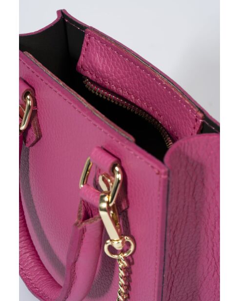Sac à main en cuir grainé Nova fuchsia - 14.5 x 18.5 x 5.5 cm