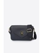 Sac bandoulière en cuir de veau pleine fleur Dale bleu - 22 x 16 x 7 cm