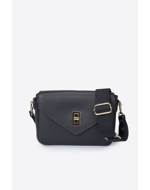 Sac bandoulière en cuir de veau pleine fleur Dale bleu - 22 x 16 x 7 cm