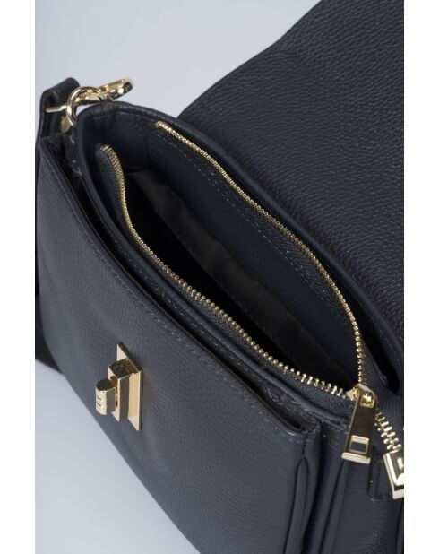 Sac bandoulière en cuir de veau pleine fleur Dale bleu - 22 x 16 x 7 cm