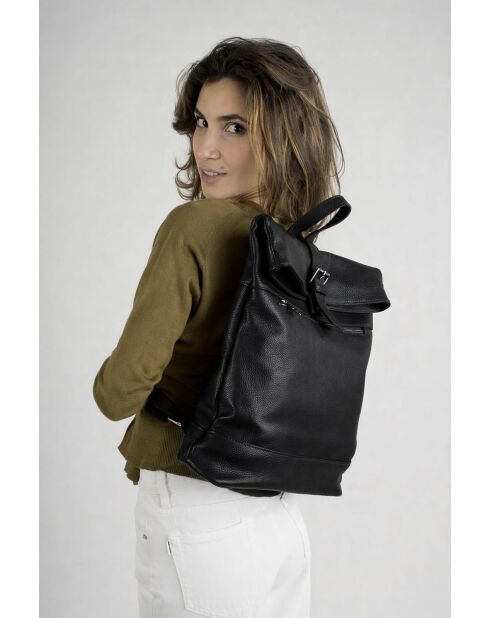 Zaino Carla in pelle di vitello martellata nera - 35 x 40 x 10 cm