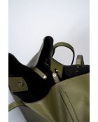 Borsa a mano Sonia in pelle di vitello martellata verde - 39 x 29 x 20 cm