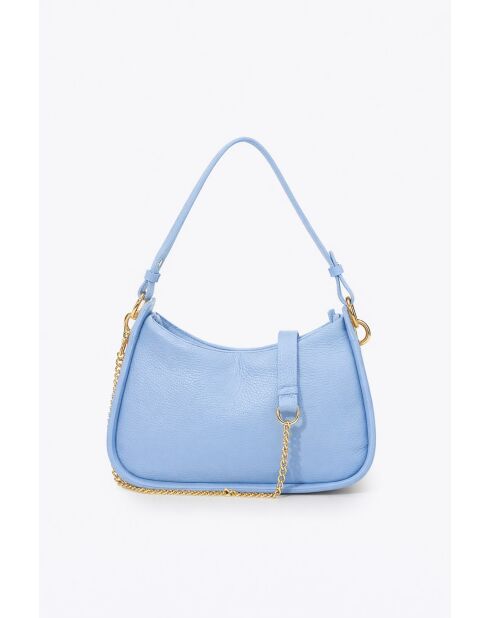 Sac à main en cuir de veau grainé Echo bleu ciel - 27.5 x 14 x 8 cm