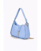 Borsa a mano in pelle di vitello martellata Echo celeste - 27,5 x 14 x 8 cm
