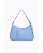 Borsa a mano in pelle di vitello martellata Echo celeste - 27,5 x 14 x 8 cm