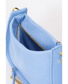 Borsa a mano in pelle di vitello martellata Echo celeste - 27,5 x 14 x 8 cm