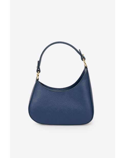 Sac à main en cuir de veau grainé Nevia bleu - 20 x 10 x 6 cm