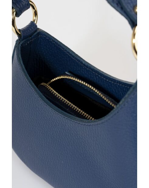 Sac à main en cuir de veau grainé Nevia bleu - 20 x 10 x 6 cm