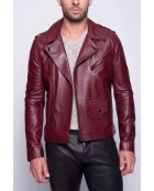 Scaro Waxy bordeauxrode leren jas