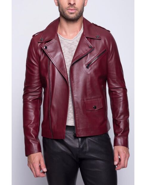 Scaro Waxy bordeauxrode leren jas