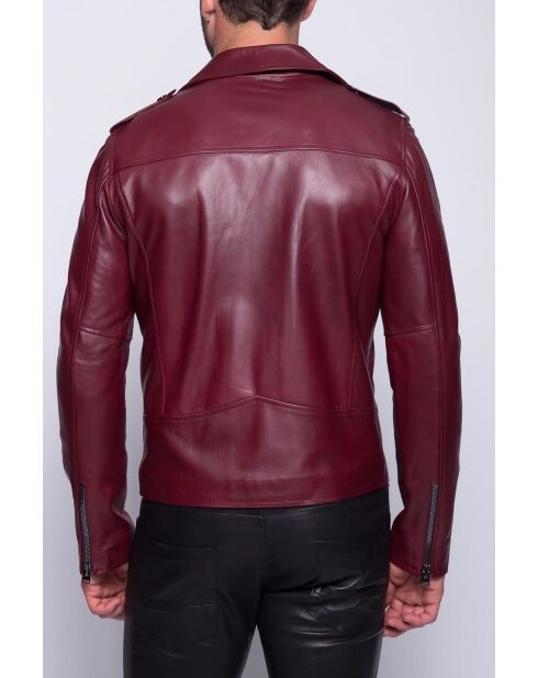 Scaro Waxy bordeauxrode leren jas