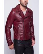Scaro Waxy bordeauxrode leren jas