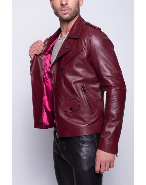 Scaro Waxy bordeauxrode leren jas