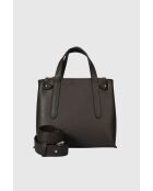 Borsa a mano Thaelia in pelle di vitello martellata marrone scuro - 26 x 21 x 11 cm