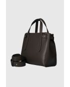Borsa a mano Thaelia in pelle di vitello martellata marrone scuro - 26 x 21 x 11 cm