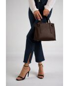 Borsa a mano Thaelia in pelle di vitello martellata marrone scuro - 26 x 21 x 11 cm