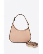 Borsa a mano Nevia in pelle di vitello martellata rosa antico - 20 x 10 x 6 cm