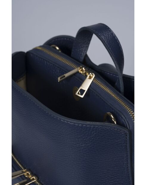 Zaino Ada in pelle di vitello martellata blu - 25 x 31 x 12 cm