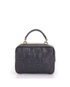 Borsa a mano Caterina in pelle di vitello martellata blu - 22 x 16 x 11 cm