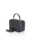 Borsa a mano Caterina in pelle di vitello martellata blu - 22 x 16 x 11 cm