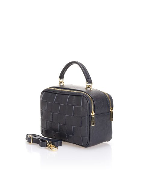 Sac à main en cuir de veau grainé Caterina bleu - 22 x 16 x 11 cm