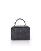 Borsa a mano Caterina in pelle di vitello martellata blu - 22 x 16 x 11 cm