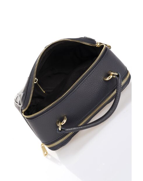 Borsa a mano Caterina in pelle di vitello martellata blu - 22 x 16 x 11 cm