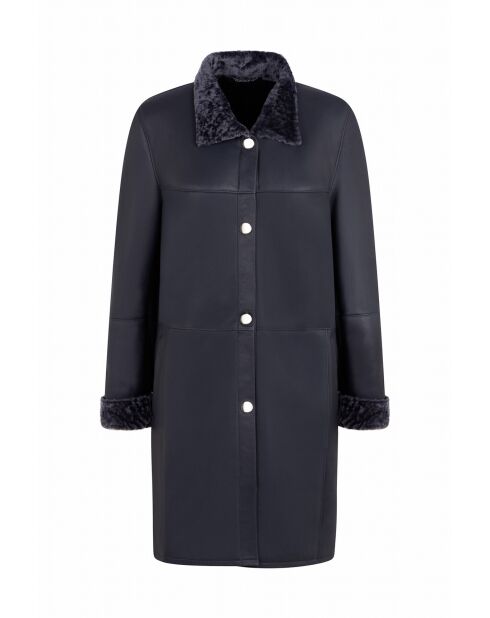 Comete Soft marineblauwe jas van schapenvacht