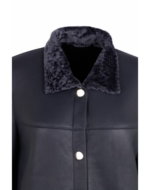 Comete Soft marineblauwe jas van schapenvacht