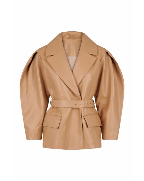 Demeter Waxy beige leren jas
