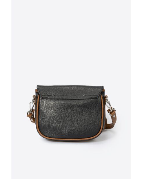 Borsa a tracolla Bela in pelle nera/cognac - 20x7x16 cm