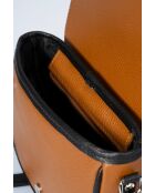 Bela Schultertasche aus genarbtem Kalbsleder in Cognac/Schwarz - 20 x 16 x 7 cm