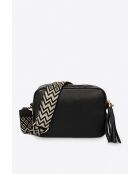 Borsa a tracolla Birgit in pelle di vitello pieno fiore nera - 28 x 20 x 10 cm