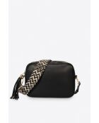 Borsa a tracolla Birgit in pelle di vitello pieno fiore nera - 28 x 20 x 10 cm