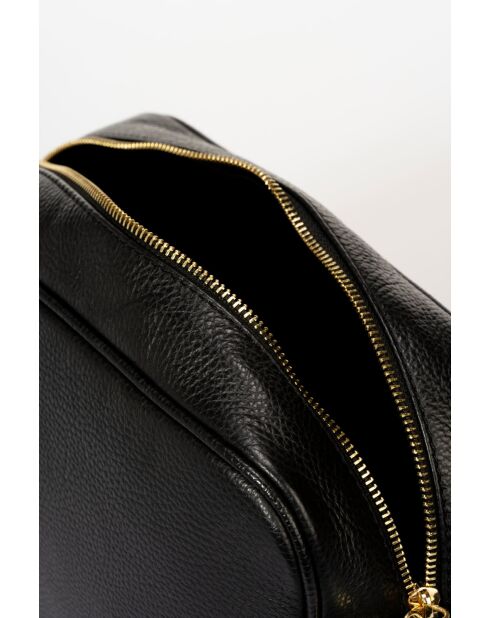 Borsa a tracolla Birgit in pelle di vitello pieno fiore nera - 28 x 20 x 10 cm