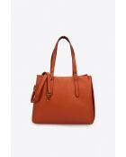 Bolso de mano de piel de becerro graneada Bianca naranja - 30 x 23 x 11 cm