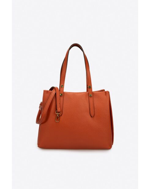 Bolso de mano de piel de becerro graneada Bianca naranja - 30 x 23 x 11 cm