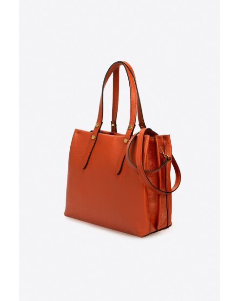 Bolso de mano de piel de becerro graneada Bianca naranja - 30 x 23 x 11 cm