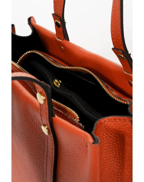 Bolso de mano de piel de becerro graneada Bianca naranja - 30 x 23 x 11 cm