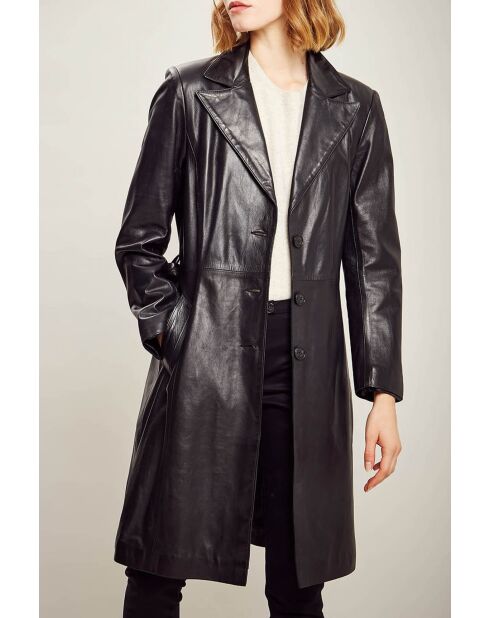 Allure Waxy 3/4 leren jas in zwart