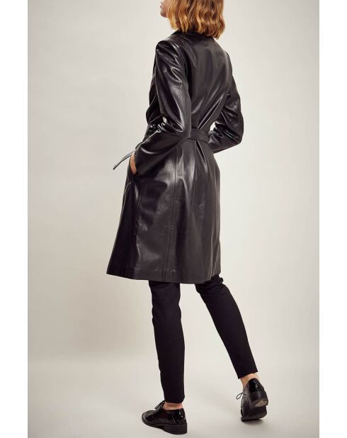 Allure Waxy 3/4 leren jas in zwart