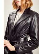 Allure Waxy 3/4 leren jas in zwart