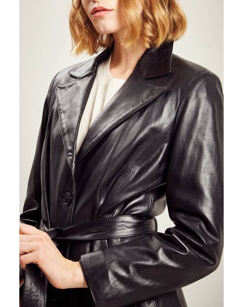 Allure Waxy 3/4 leren jas in zwart