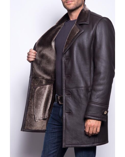 Cappotto 3/4 in montone marrone Jones Thr