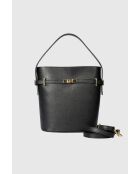 Borsa a mano Myrto in pelle di vitello martellata nera - 30 x 27 x 16 cm
