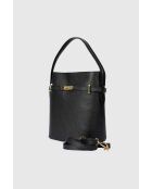 Borsa a mano Myrto in pelle di vitello martellata nera - 30 x 27 x 16 cm