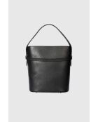 Borsa a mano Myrto in pelle di vitello martellata nera - 30 x 27 x 16 cm