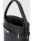 Borsa a mano Myrto in pelle di vitello martellata nera - 30 x 27 x 16 cm