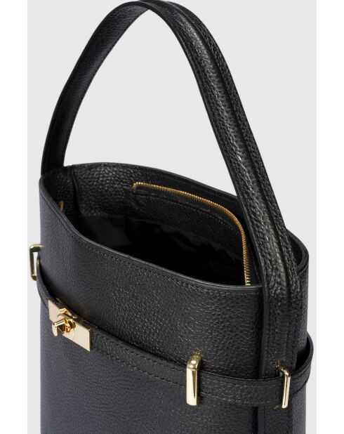 Borsa a mano Myrto in pelle di vitello martellata nera - 30 x 27 x 16 cm