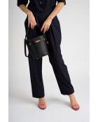 Borsa a mano Myrto in pelle di vitello martellata nera - 30 x 27 x 16 cm